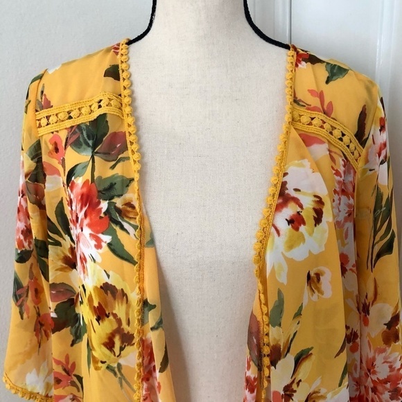 Emory Park yellow kimono cover up tunic - Picture 3 of 8